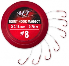 Magic Trout Trout Hook Maggot silber FLUOROCARBON-SCHNUR 70cm 7 Stück (Forellenhaken), Abverkauf