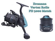 Drennan Matchrolle Vertex Reel FD 3000 Float mit Aluspule + Ersatzspule, 7+1 Kugellager, Neuheit 2023